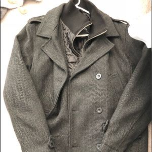 Paper denim wool pea coat